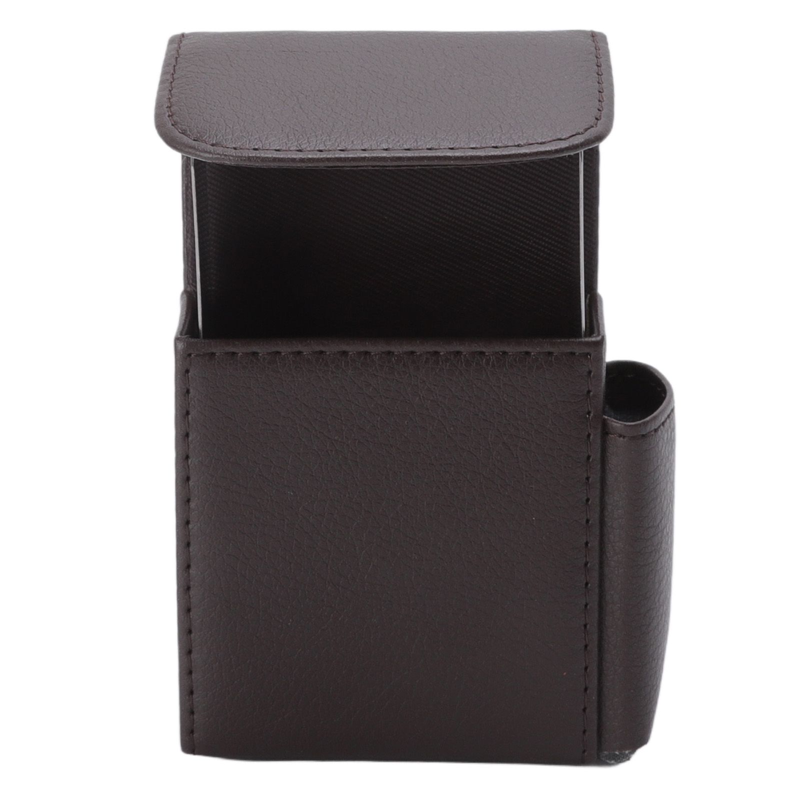 PU Leather Cigarette Box Anti Scratch Protective Storage Card Case with Lighter Holder Brown - Image 6