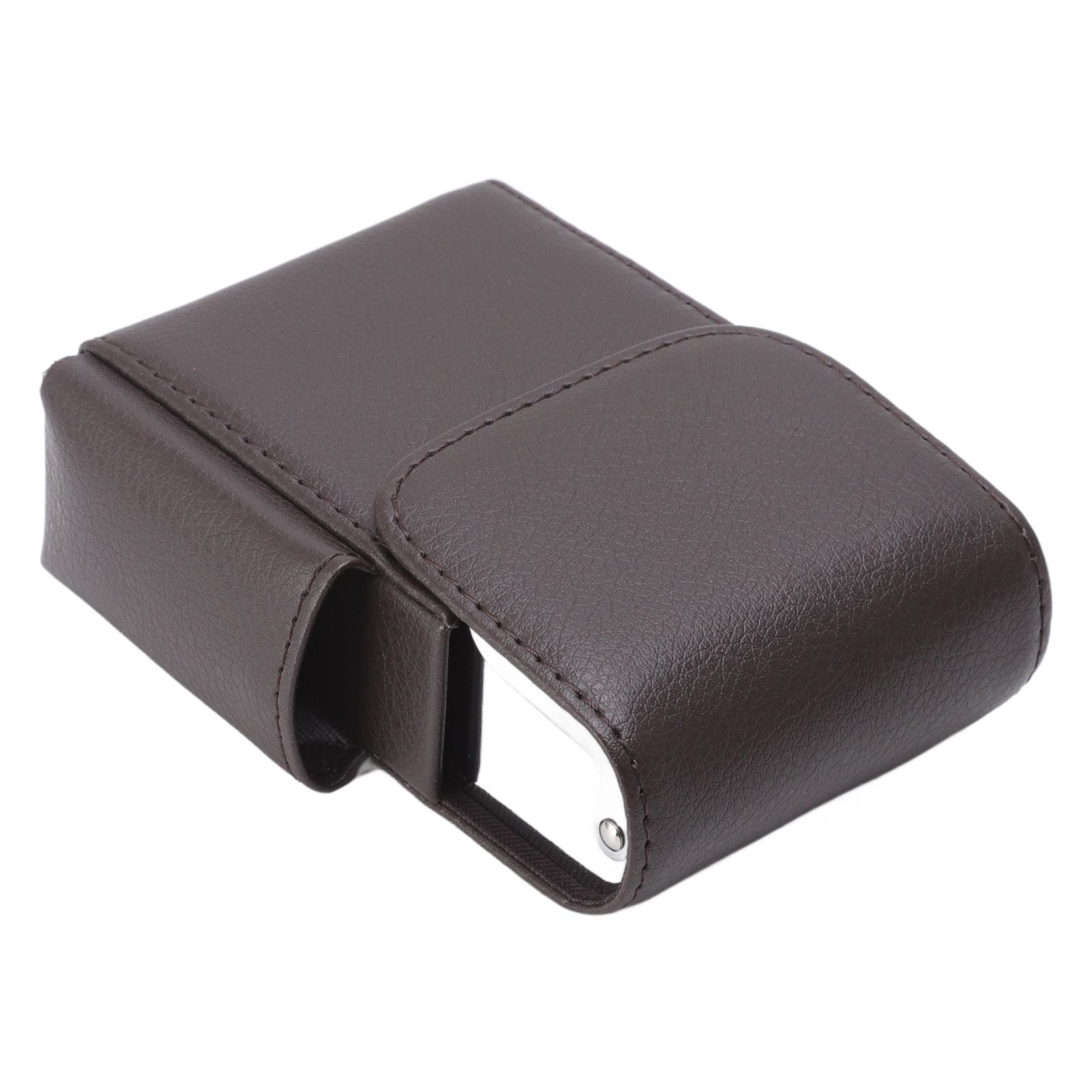PU Leather Cigarette Box Anti Scratch Protective Storage Card Case with Lighter Holder Brown - Image 7