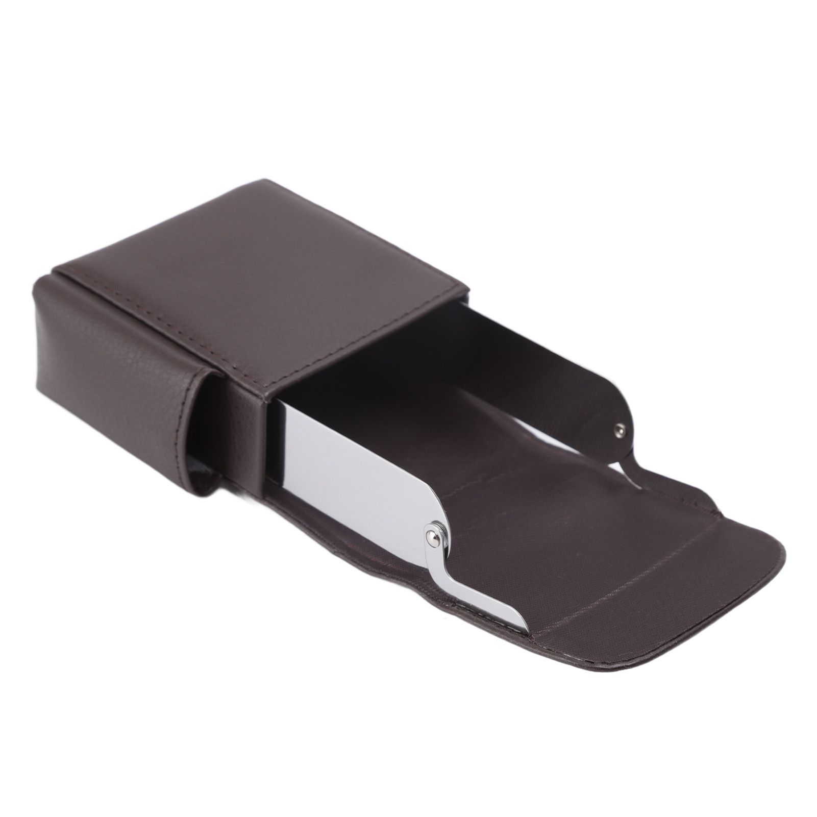PU Leather Cigarette Box Anti Scratch Protective Storage Card Case with Lighter Holder Brown - Image 8
