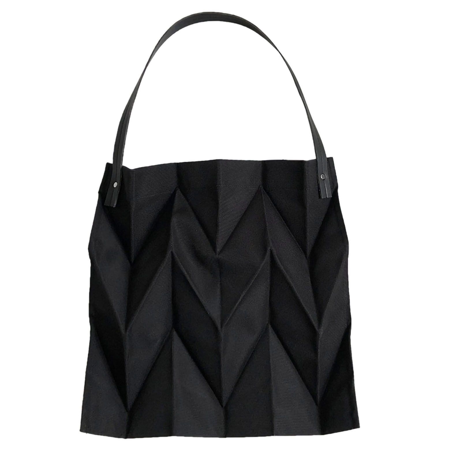 Reusable Tote Bag Large Capacity Fashion Polyline Design Shopping Cloth Bag for Home Travelling Office Black - Image 1