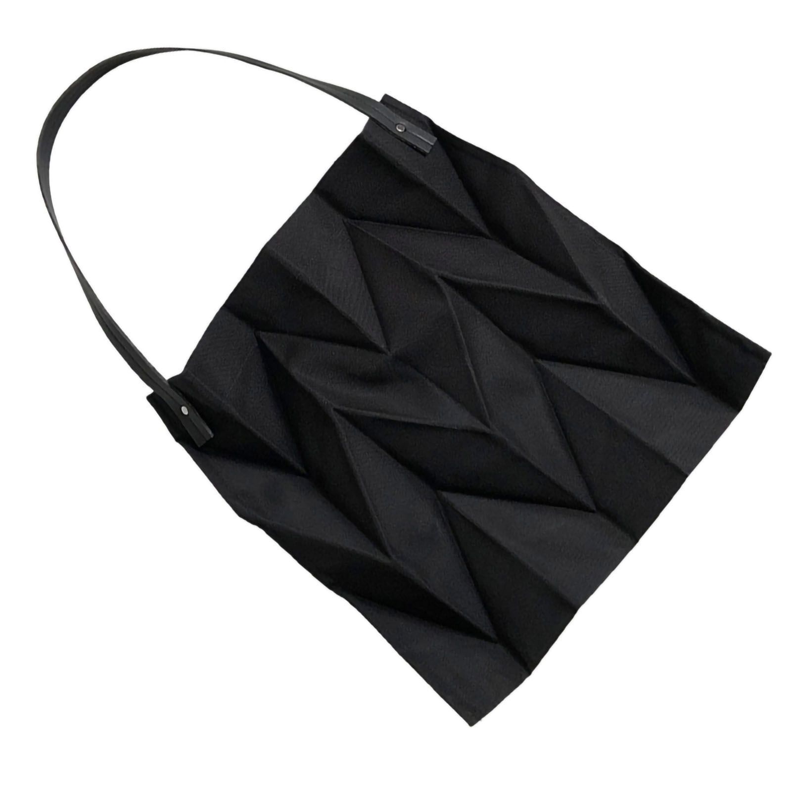 Reusable Tote Bag Large Capacity Fashion Polyline Design Shopping Cloth Bag for Home Travelling Office Black - Image 3