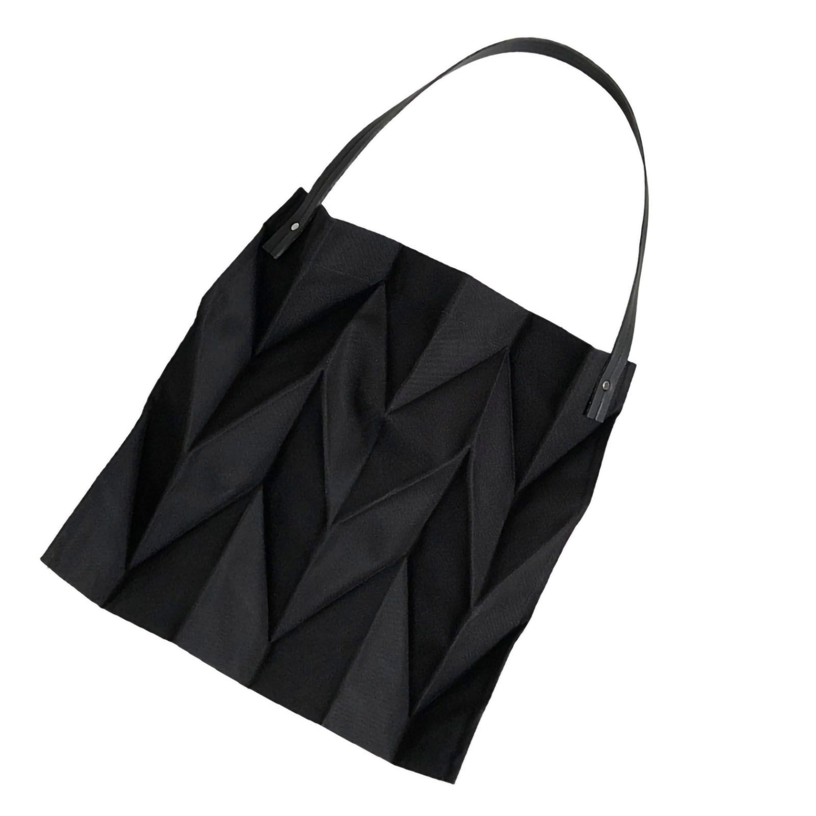 Reusable Tote Bag Large Capacity Fashion Polyline Design Shopping Cloth Bag for Home Travelling Office Black - Image 4