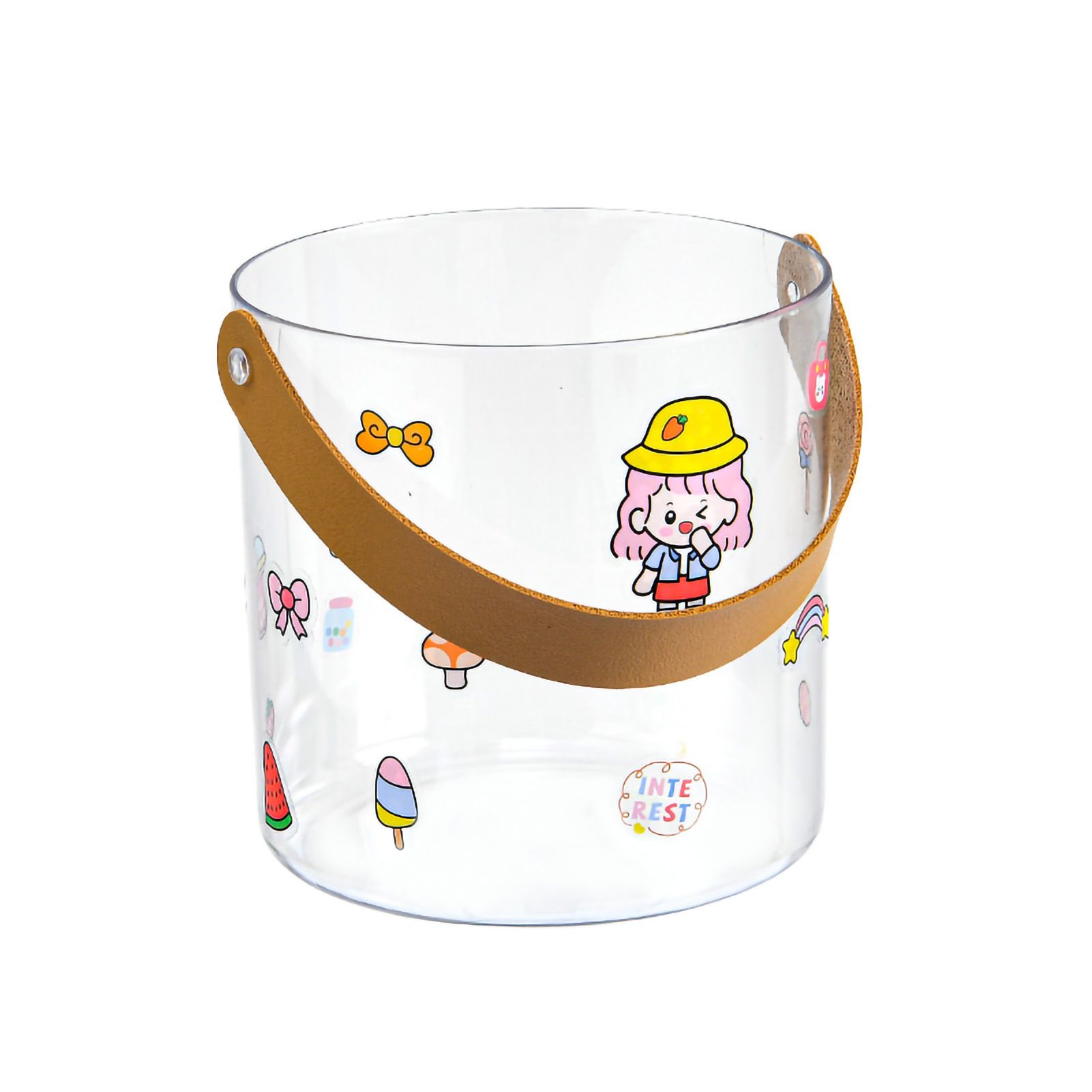PET Small Ice Bucket Household Transparent Ice Wine Barrel Picnic Beer Drink Ice Bucket S 13x13cm/5.1x5.1in - Image 1
