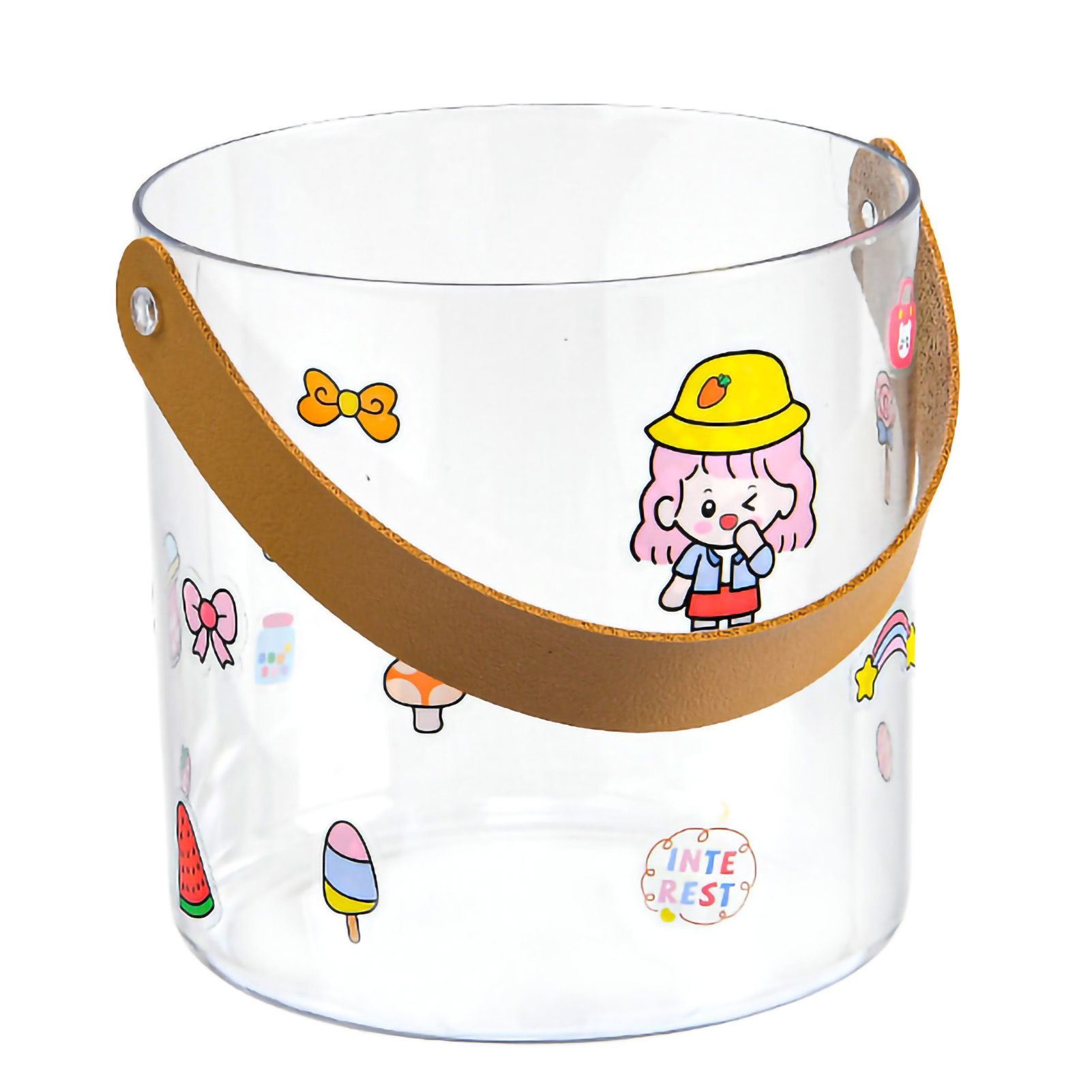 PET Small Ice Bucket Household Transparent Ice Wine Barrel Picnic Beer Drink Ice Bucket S 13x13cm/5.1x5.1in - Image 5