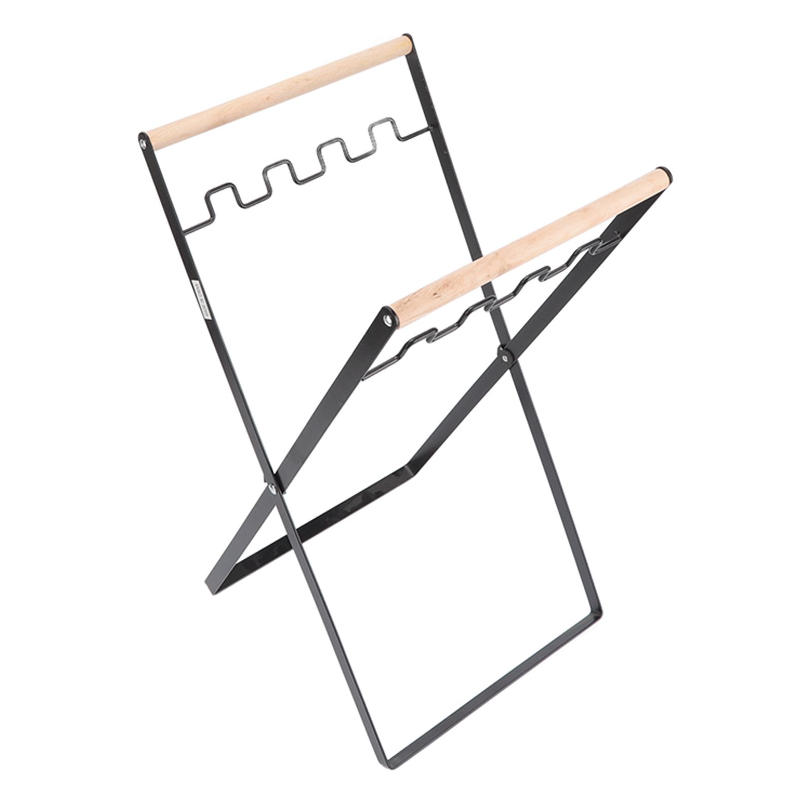 Trash Bag Holder Stand Rubber Wood Handle Iron Stand Flat Appearance Foldable Portable Garbage Bag Stand for Indoor Outdoor Use Black - Image 1