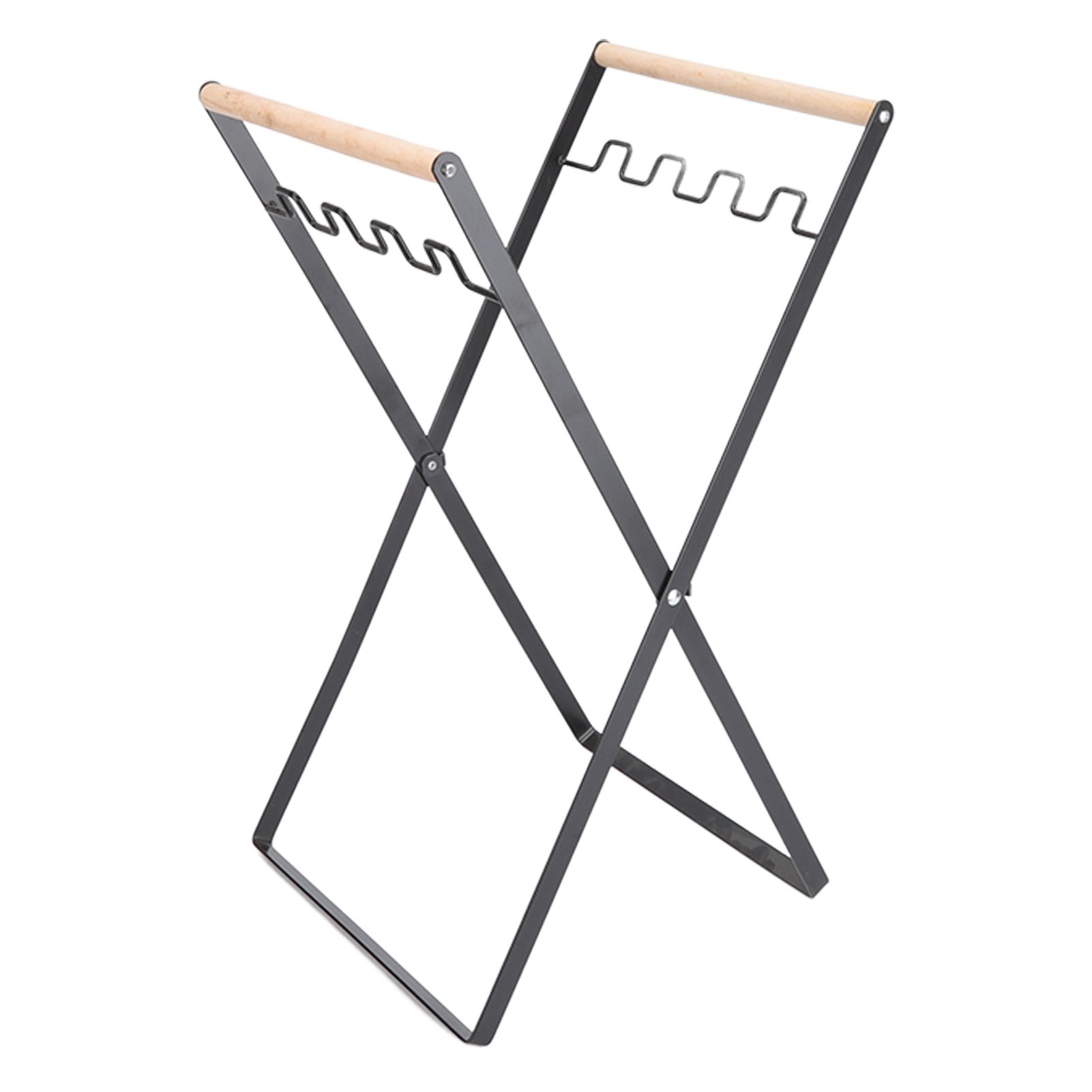 Trash Bag Holder Stand Rubber Wood Handle Iron Stand Flat Appearance Foldable Portable Garbage Bag Stand for Indoor Outdoor Use Black - Image 4