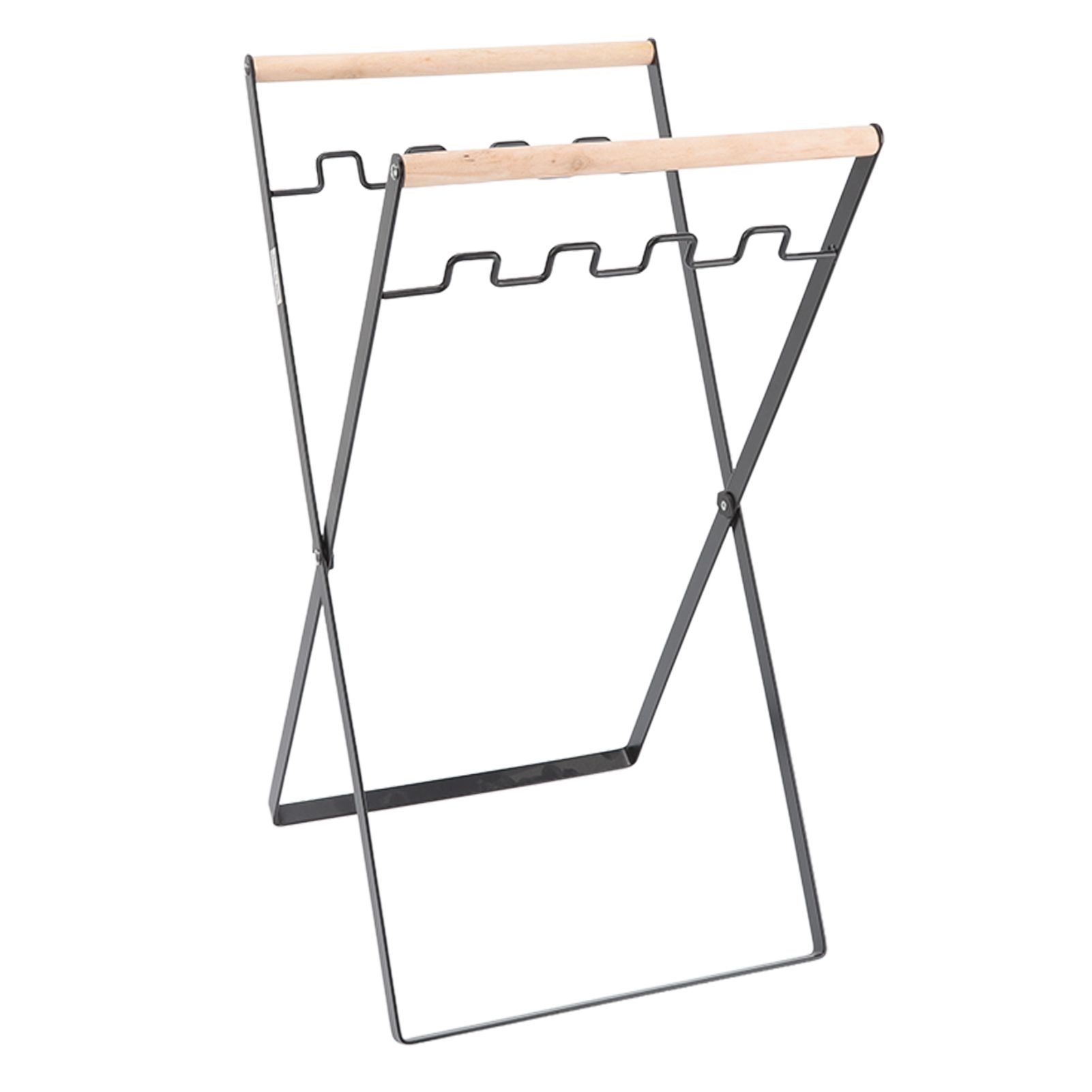 Trash Bag Holder Stand Rubber Wood Handle Iron Stand Flat Appearance Foldable Portable Garbage Bag Stand for Indoor Outdoor Use Black - Image 5