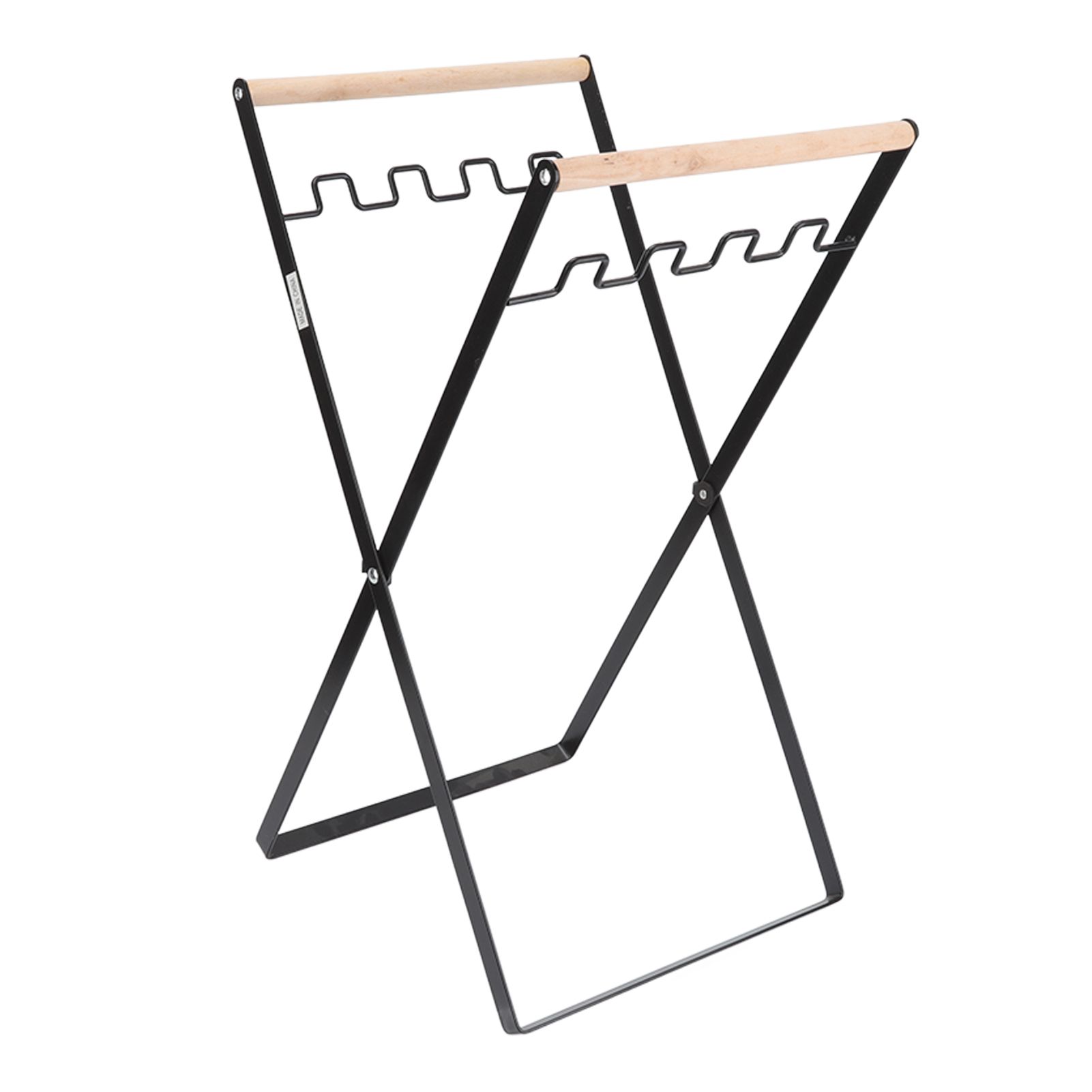Trash Bag Holder Stand Rubber Wood Handle Iron Stand Flat Appearance Foldable Portable Garbage Bag Stand for Indoor Outdoor Use Black - Image 6