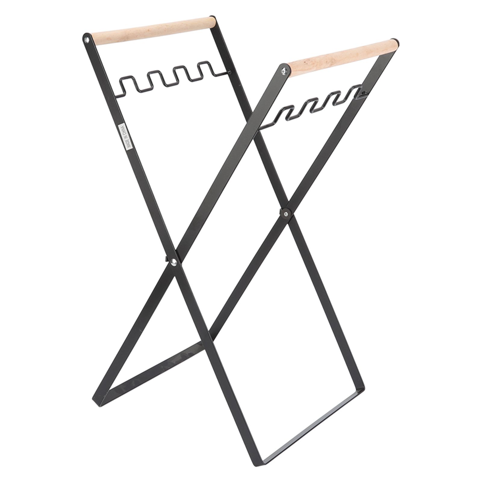 Trash Bag Holder Stand Rubber Wood Handle Iron Stand Flat Appearance Foldable Portable Garbage Bag Stand for Indoor Outdoor Use Black - Image 8