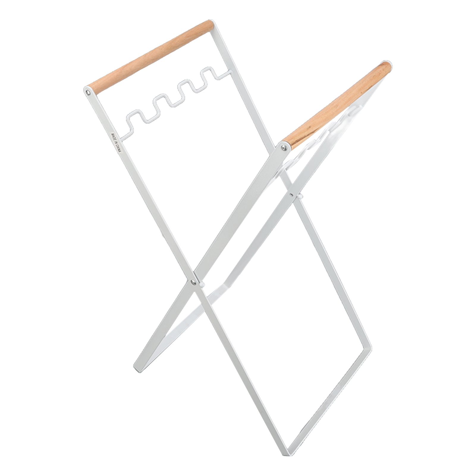 Trash Bag Holder Stand Rubber Wood Handle Iron Stand Flat Appearance Foldable Portable Garbage Bag Stand for Indoor Outdoor Use White - Image 3