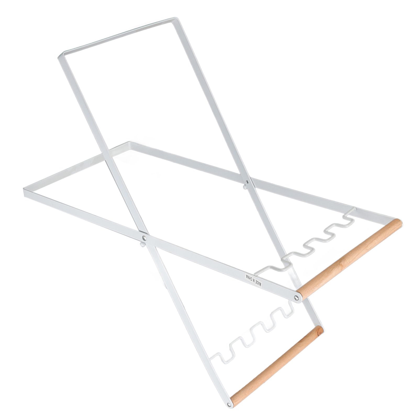 Trash Bag Holder Stand Rubber Wood Handle Iron Stand Flat Appearance Foldable Portable Garbage Bag Stand for Indoor Outdoor Use White - Image 7