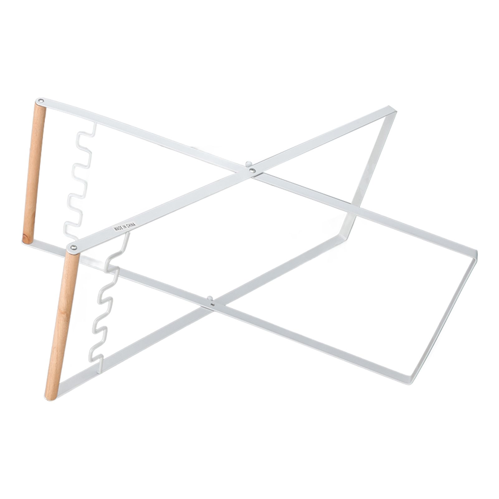 Trash Bag Holder Stand Rubber Wood Handle Iron Stand Flat Appearance Foldable Portable Garbage Bag Stand for Indoor Outdoor Use White - Image 8