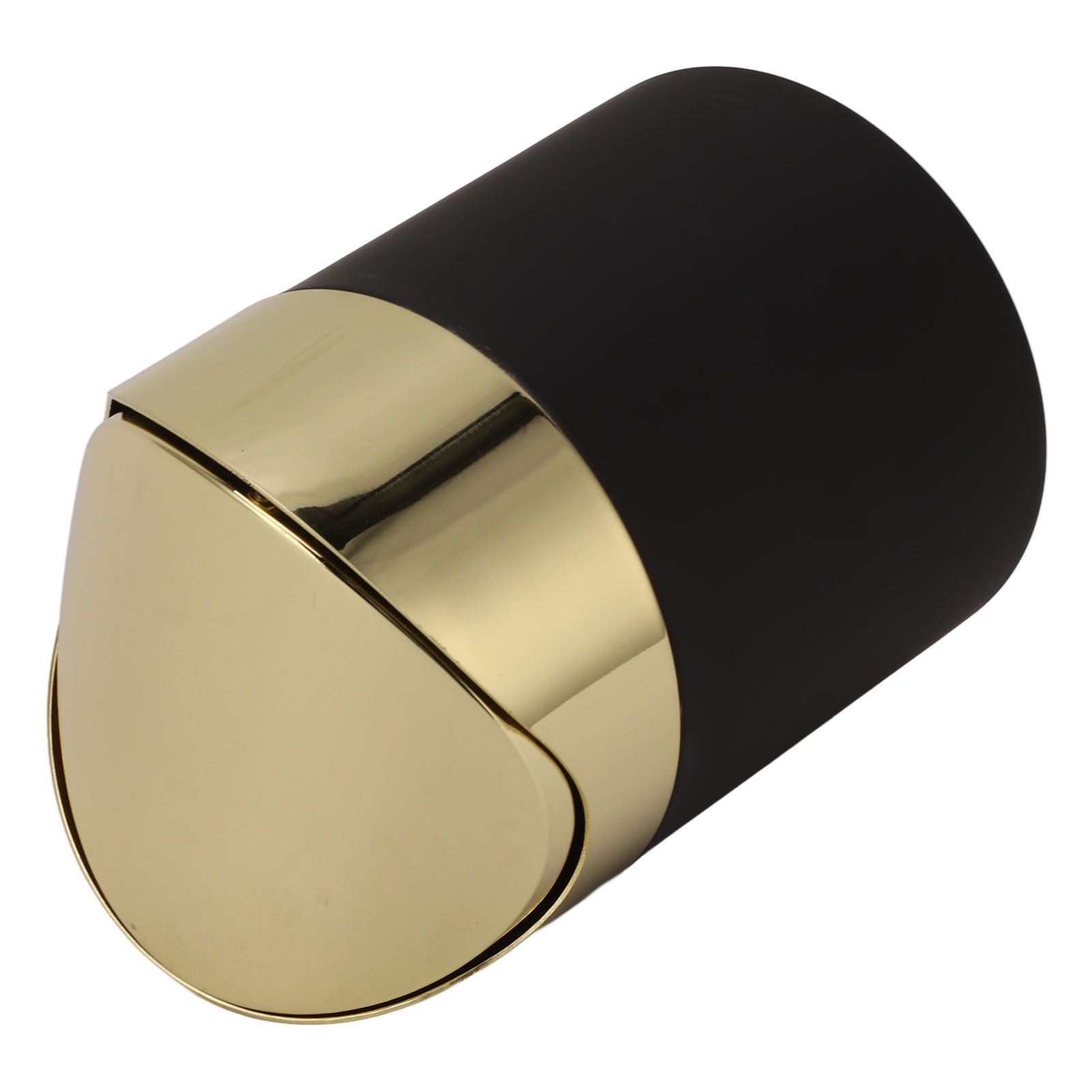 Desktop Trash Can Stainless Steel Household Mini Trash Basket Clamshell Paper Basket with Gold Lid - Image 6