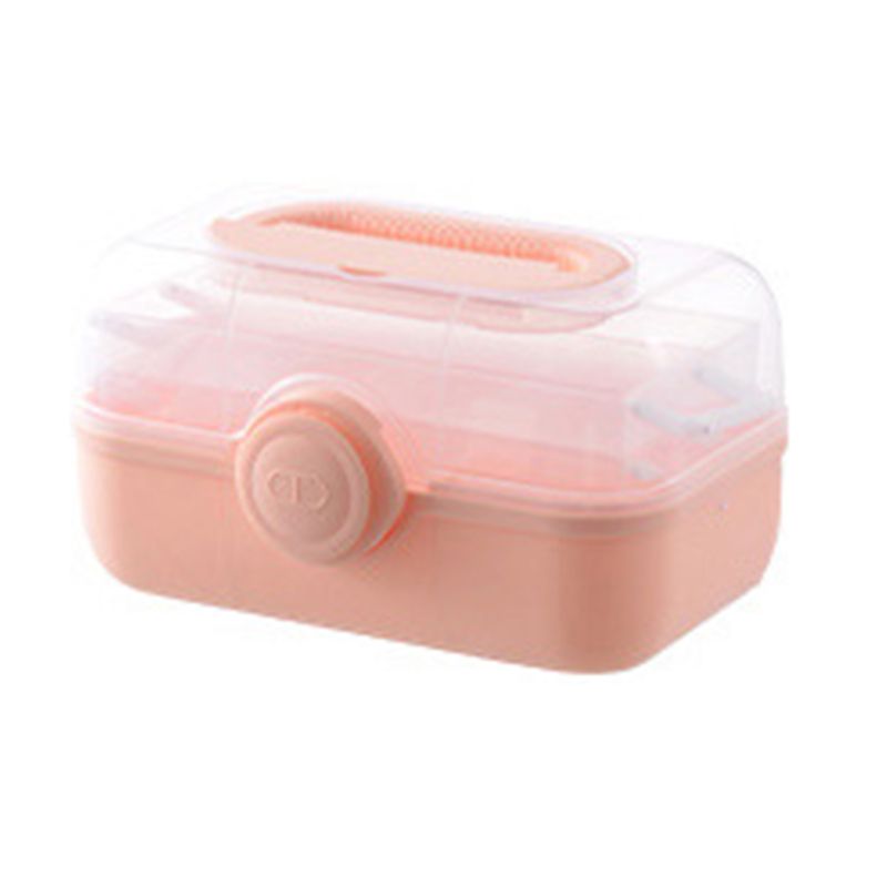 Medicine Storage Box Plastic Multi Layer Large Capacity Medicine Cabinet for Household Pink(medium) - Image 1