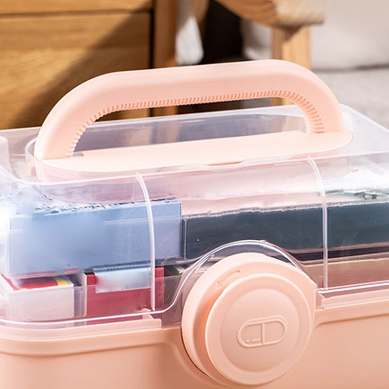 Medicine Storage Box Plastic Multi Layer Large Capacity Medicine Cabinet for Household Pink(medium) - Image 2