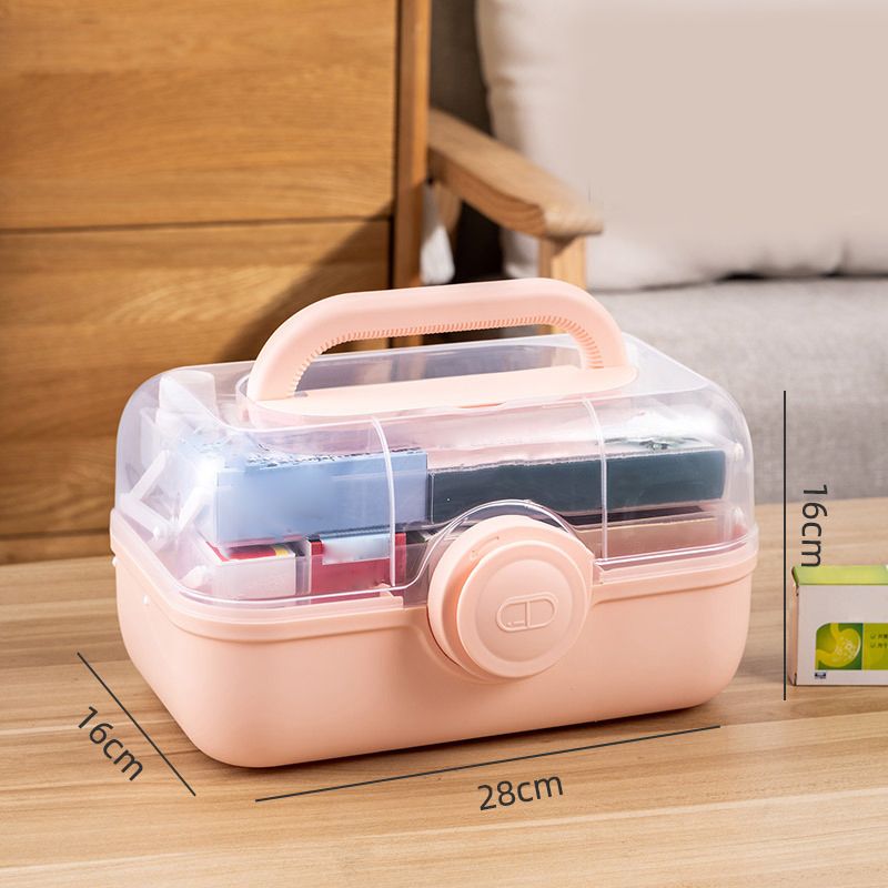 Medicine Storage Box Plastic Multi Layer Large Capacity Medicine Cabinet for Household Pink(medium) - Image 4