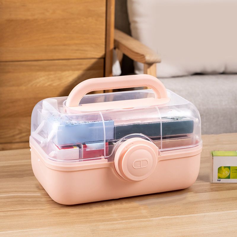 Medicine Storage Box Plastic Multi Layer Large Capacity Medicine Cabinet for Household Pink(medium) - Image 5