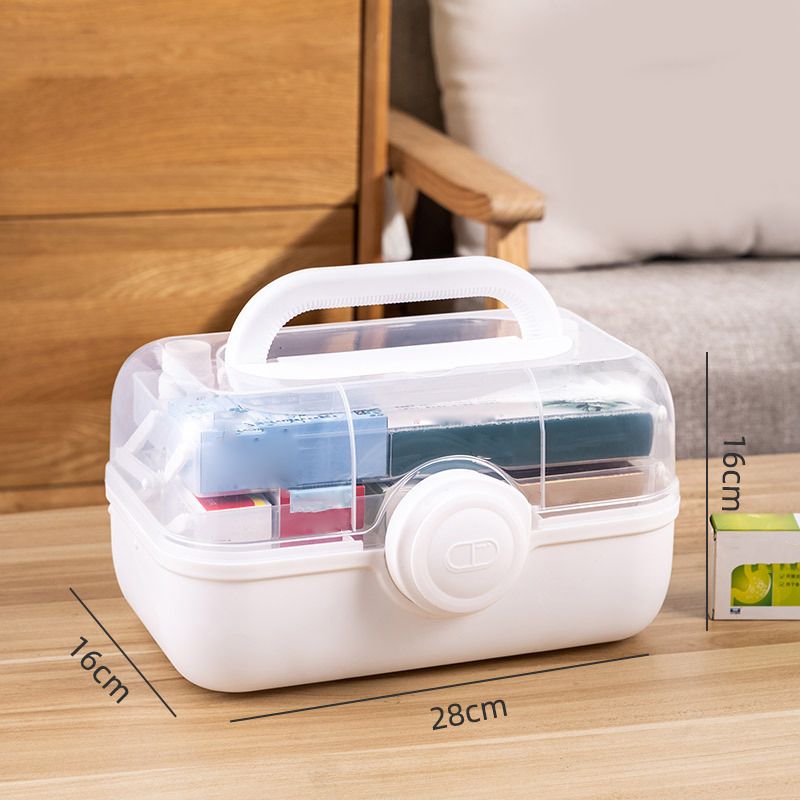 Medicine Storage Box Plastic Multi Layer Large Capacity Medicine Cabinet for Household White(medium) - Image 2