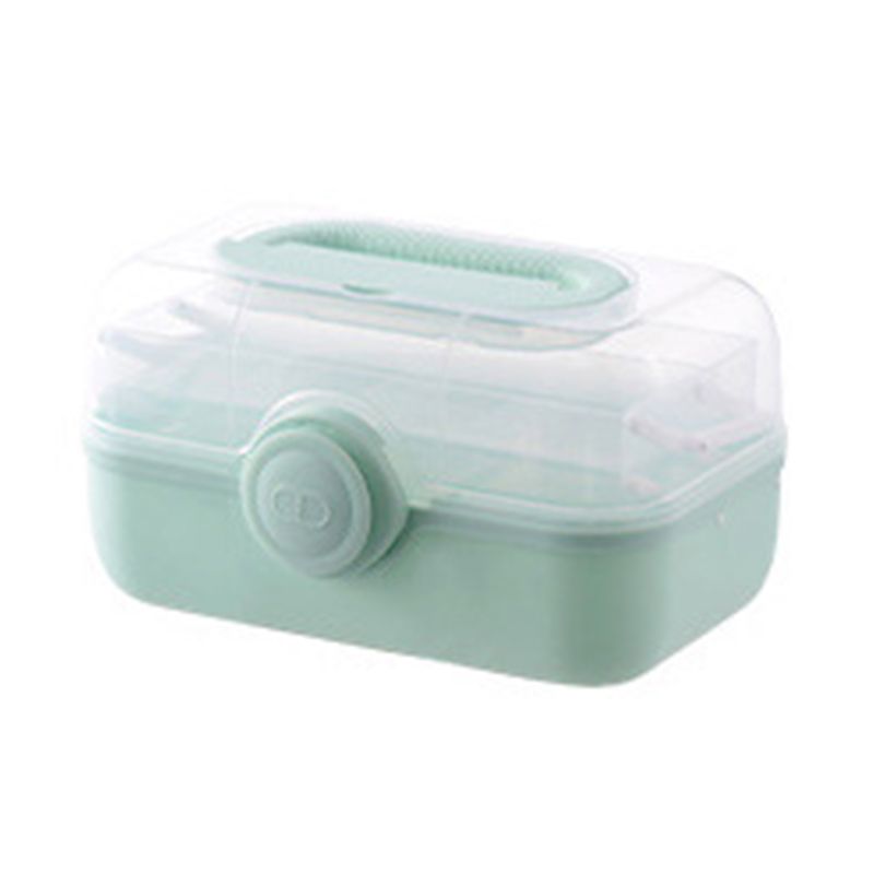 Medicine Storage Box Plastic Multi Layer Large Capacity Medicine Cabinet for Household Green(medium) - Image 1