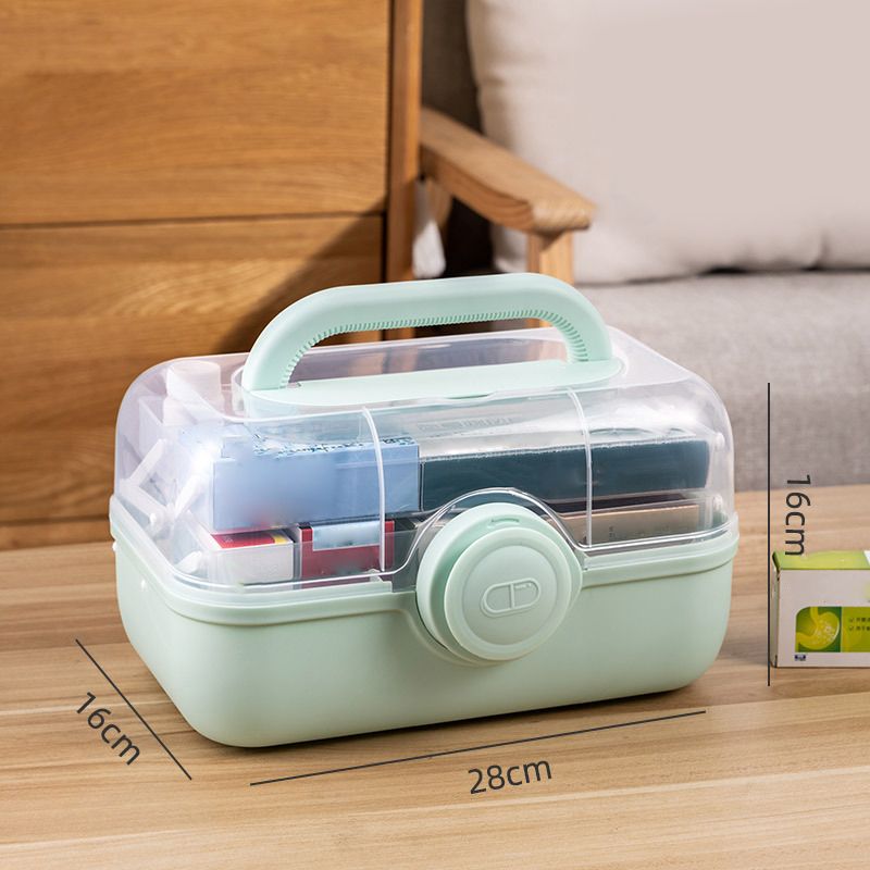 Medicine Storage Box Plastic Multi Layer Large Capacity Medicine Cabinet for Household Green(medium) - Image 2