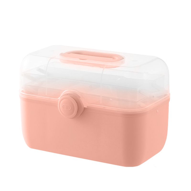 Medicine Storage Box Plastic Multi Layer Large Capacity Medicine Cabinet for Household Pink(large) - Image 1