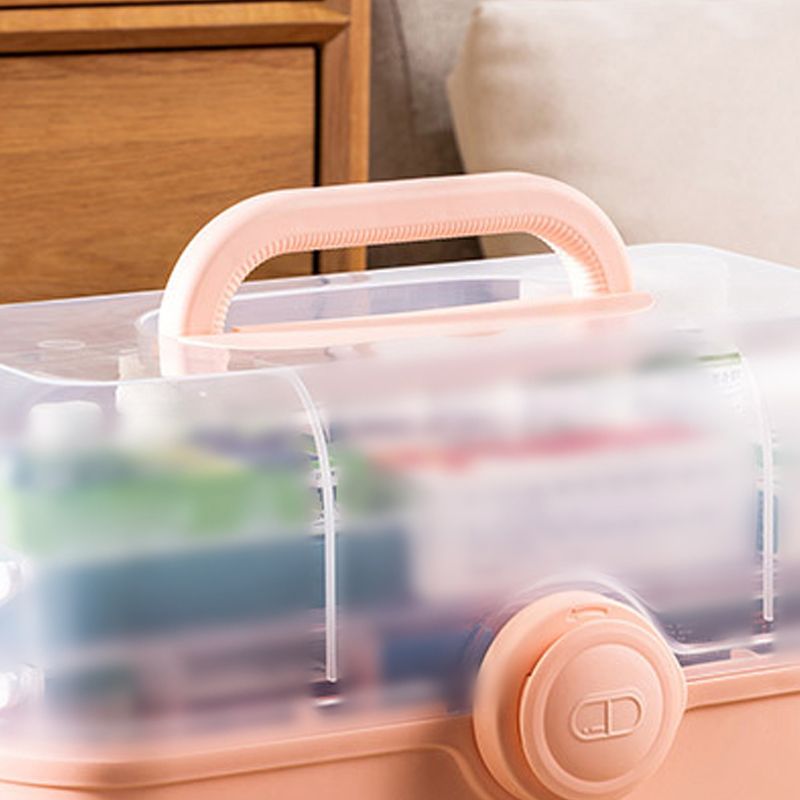 Medicine Storage Box Plastic Multi Layer Large Capacity Medicine Cabinet for Household Pink(large) - Image 3