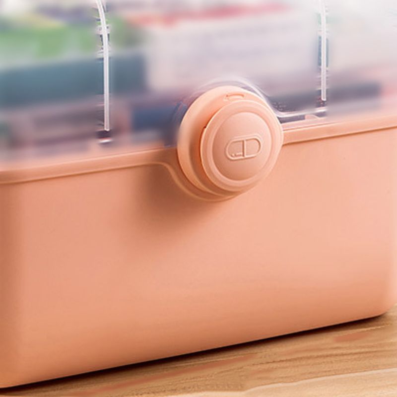 Medicine Storage Box Plastic Multi Layer Large Capacity Medicine Cabinet for Household Pink(large) - Image 4