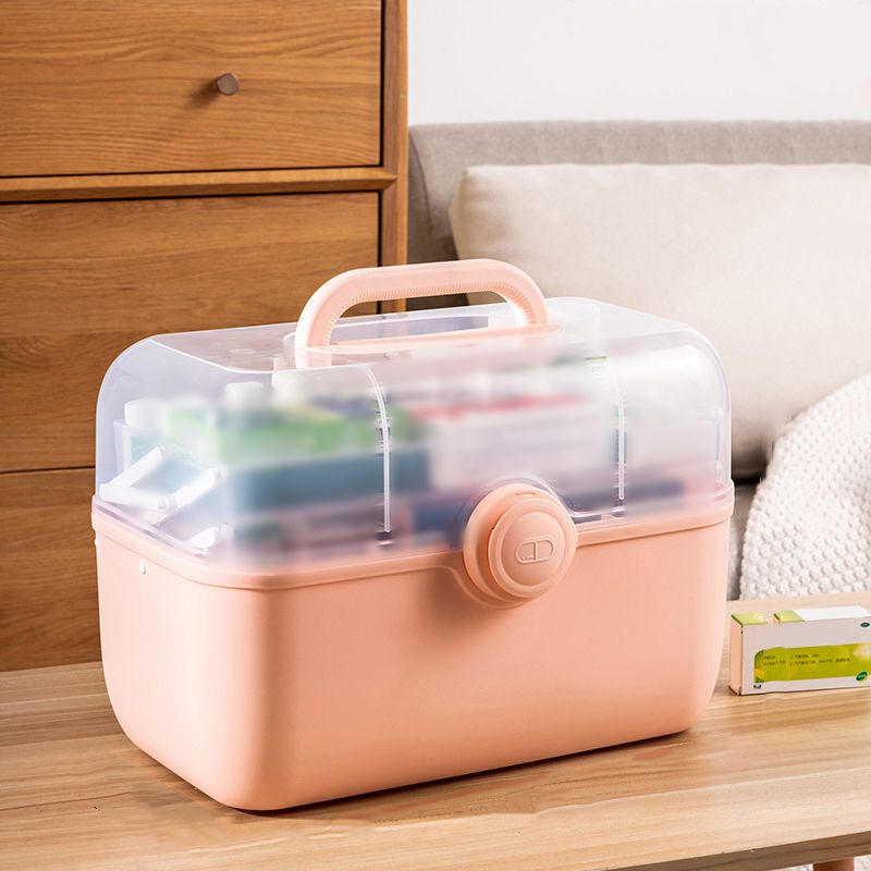 Medicine Storage Box Plastic Multi Layer Large Capacity Medicine Cabinet for Household Pink(large) - Image 5