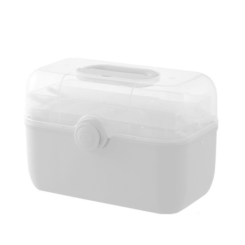 Medicine Storage Box Plastic Multi Layer Large Capacity Medicine Cabinet for Household White (large) - Image 1