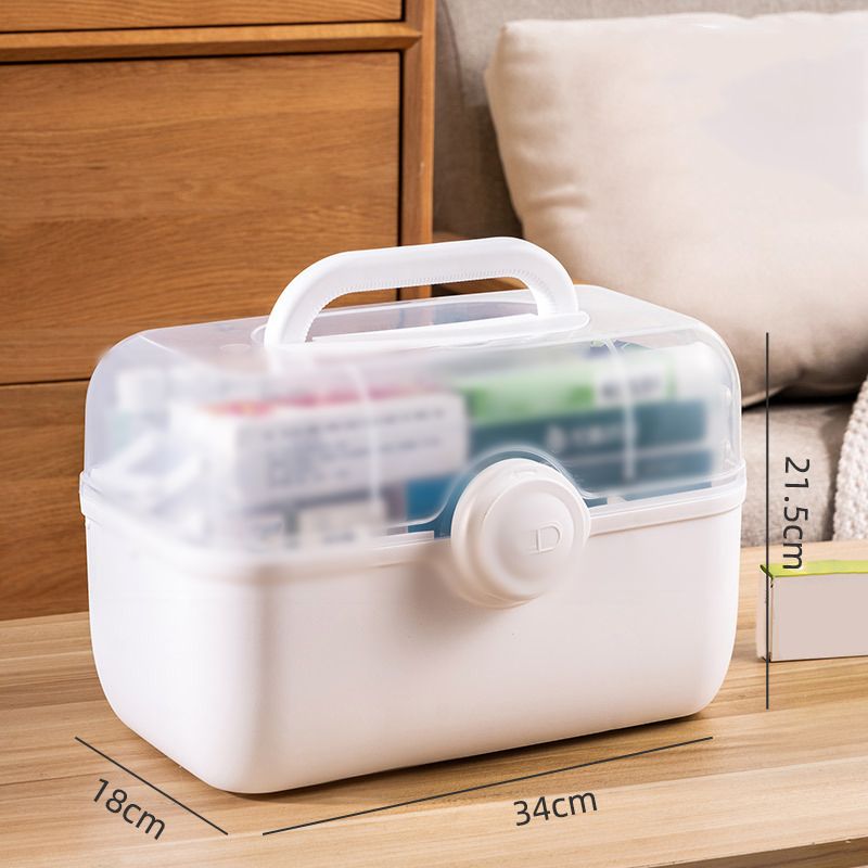 Medicine Storage Box Plastic Multi Layer Large Capacity Medicine Cabinet for Household White (large) - Image 2