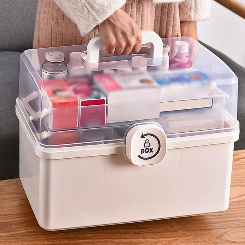 Medicine Storage Box Plastic Multi Layer Large Capacity Medicine Cabinet for Household White (large) - Image 6