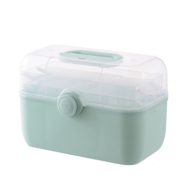 Medicine Storage Box Plastic Multi Layer Large Capacity Medicine Cabinet for Household Green (large) - Image 1