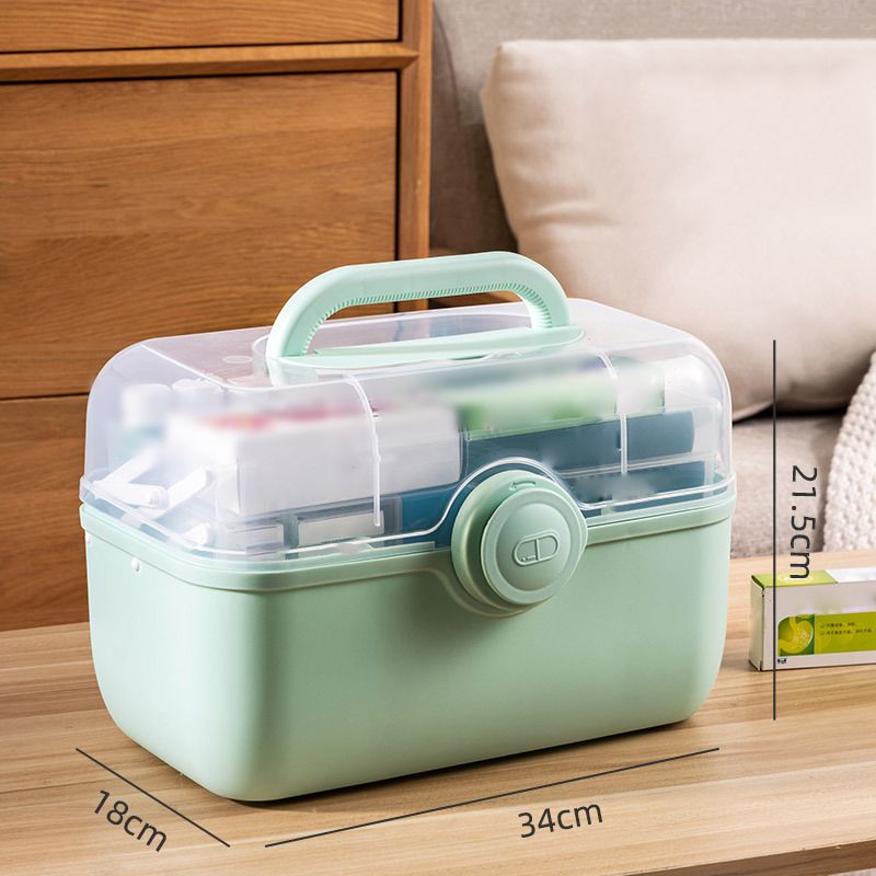 Medicine Storage Box Plastic Multi Layer Large Capacity Medicine Cabinet for Household Green (large) - Image 2