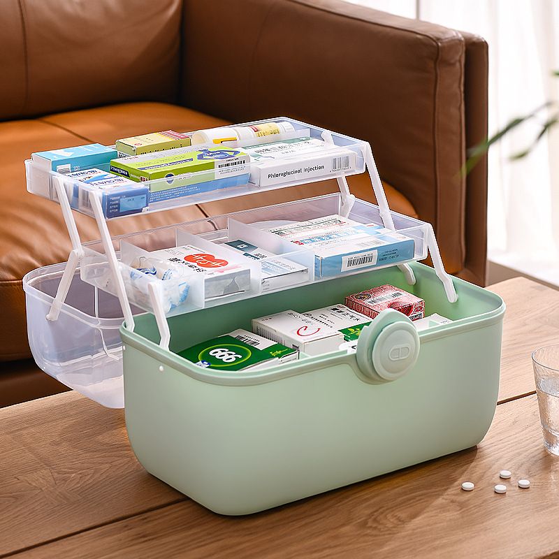 Medicine Storage Box Plastic Multi Layer Large Capacity Medicine Cabinet for Household Green (large) - Image 6