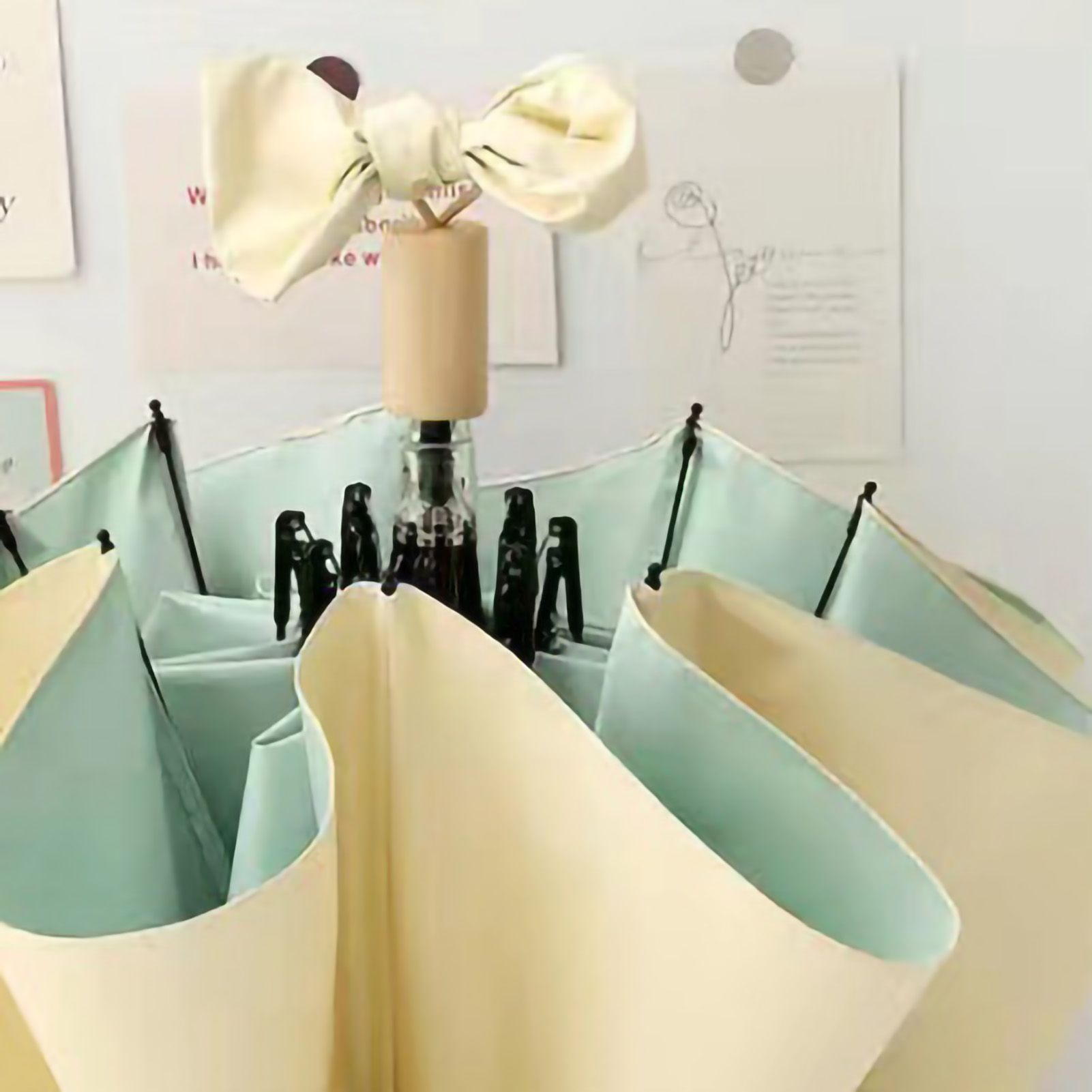 Folding Sun Umbrella UV Blocking Pure Color Black Rubber Sunscreen Umbrella for Rain Or Shine Yellow and Green - Image 2