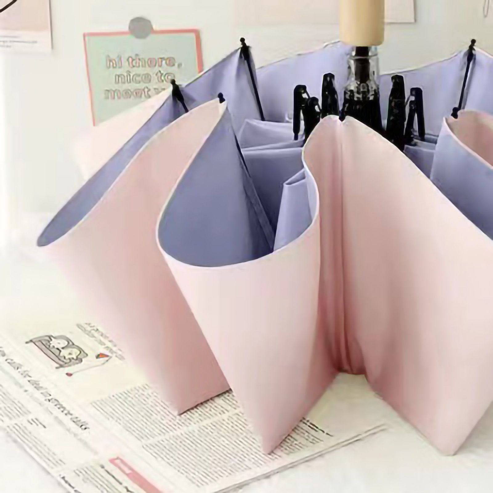 Folding Sun Umbrella UV Blocking Pure Color Black Rubber Sunscreen Umbrella for Rain Or Shine Pink and Purple - Image 2