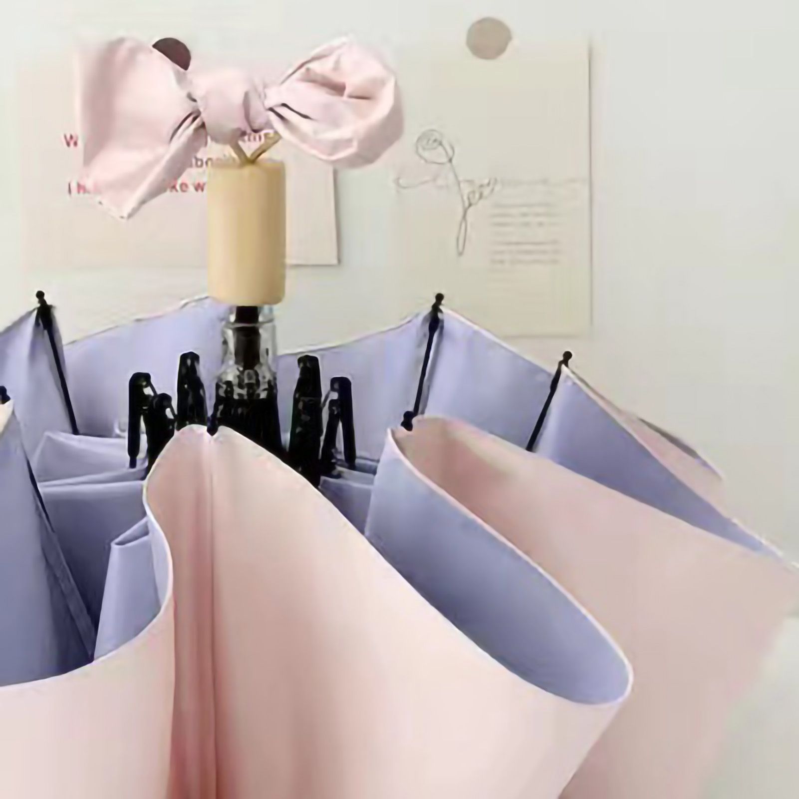 Folding Sun Umbrella UV Blocking Pure Color Black Rubber Sunscreen Umbrella for Rain Or Shine Pink and Purple - Image 3