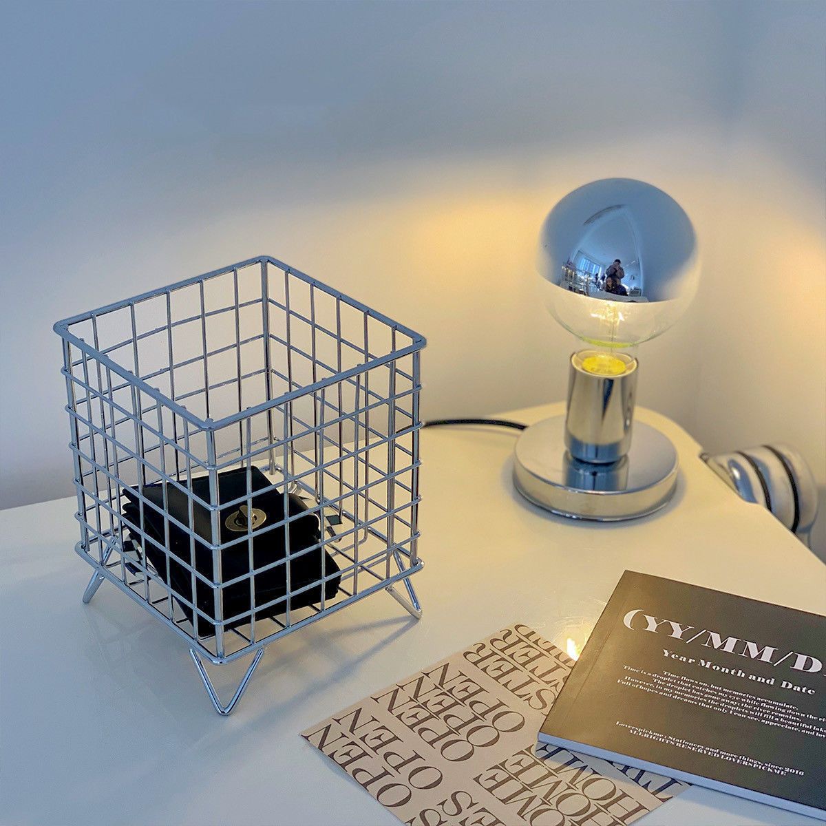 Storage Basket Stainless Steel Mesh Open Design Storage Container for Home Office Dorm Silver - Image 1