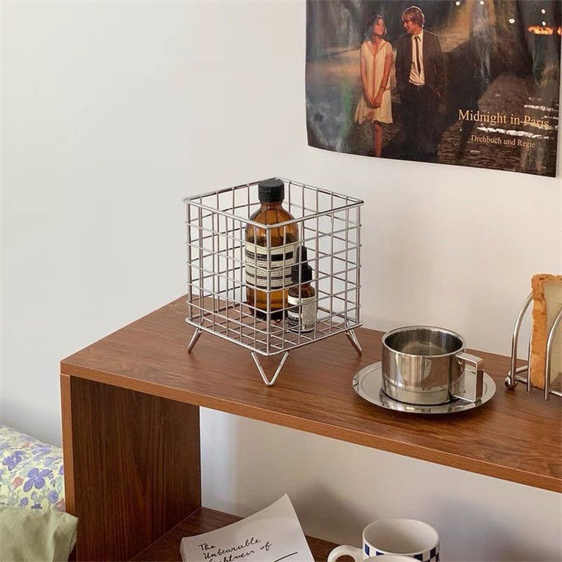 Storage Basket Stainless Steel Mesh Open Design Storage Container for Home Office Dorm Silver - Image 7
