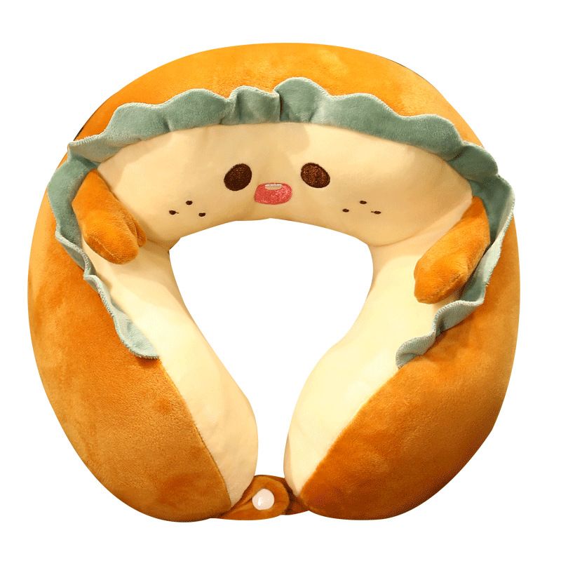 U Shaped Neck Pillow Portable Cute Head Pillow for Office Nap Travel Car Sleeping Lovely Bread - Image 1
