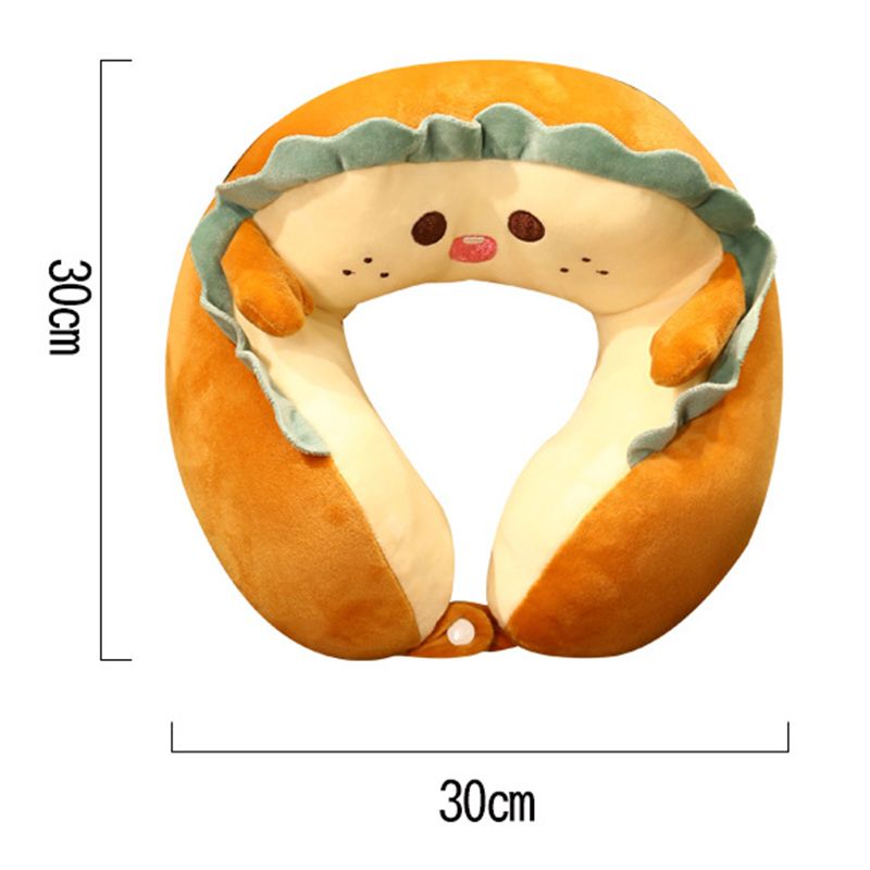 U Shaped Neck Pillow Portable Cute Head Pillow for Office Nap Travel Car Sleeping Lovely Bread - Image 2
