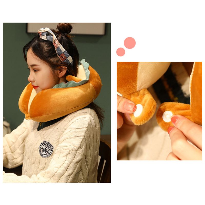 U Shaped Neck Pillow Portable Cute Head Pillow for Office Nap Travel Car Sleeping Lovely Bread - Image 3