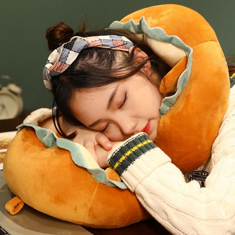 U Shaped Neck Pillow Portable Cute Head Pillow for Office Nap Travel Car Sleeping Lovely Bread - Image 4