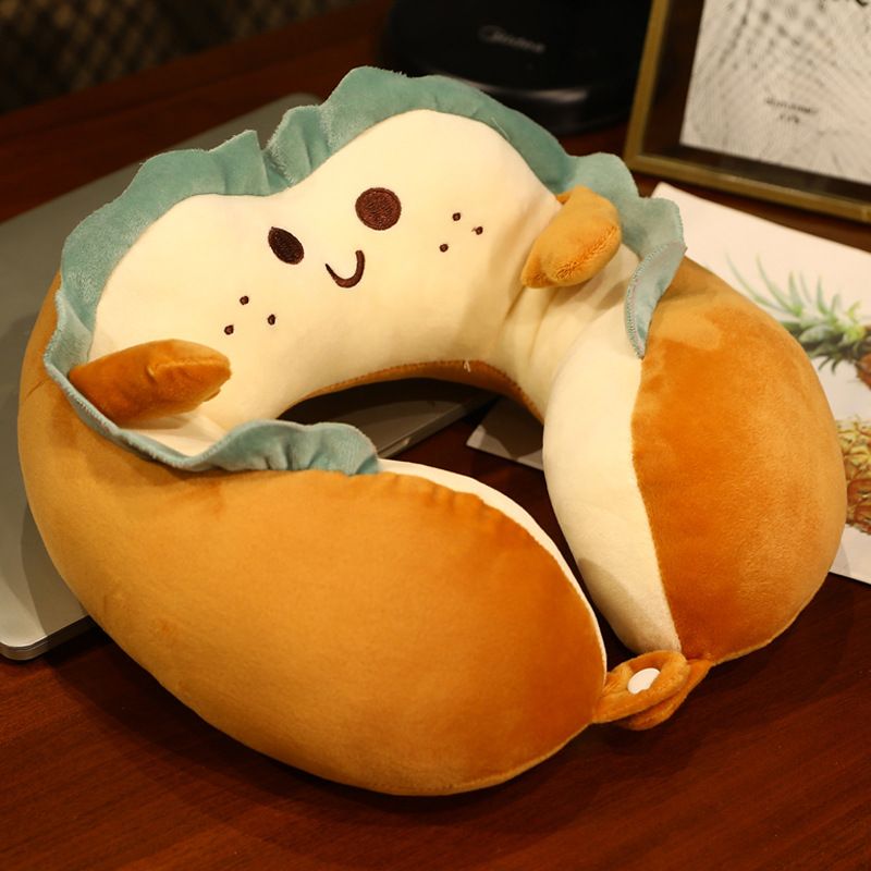 U Shaped Neck Pillow Portable Cute Head Pillow for Office Nap Travel Car Sleeping Smile Bread - Image 6