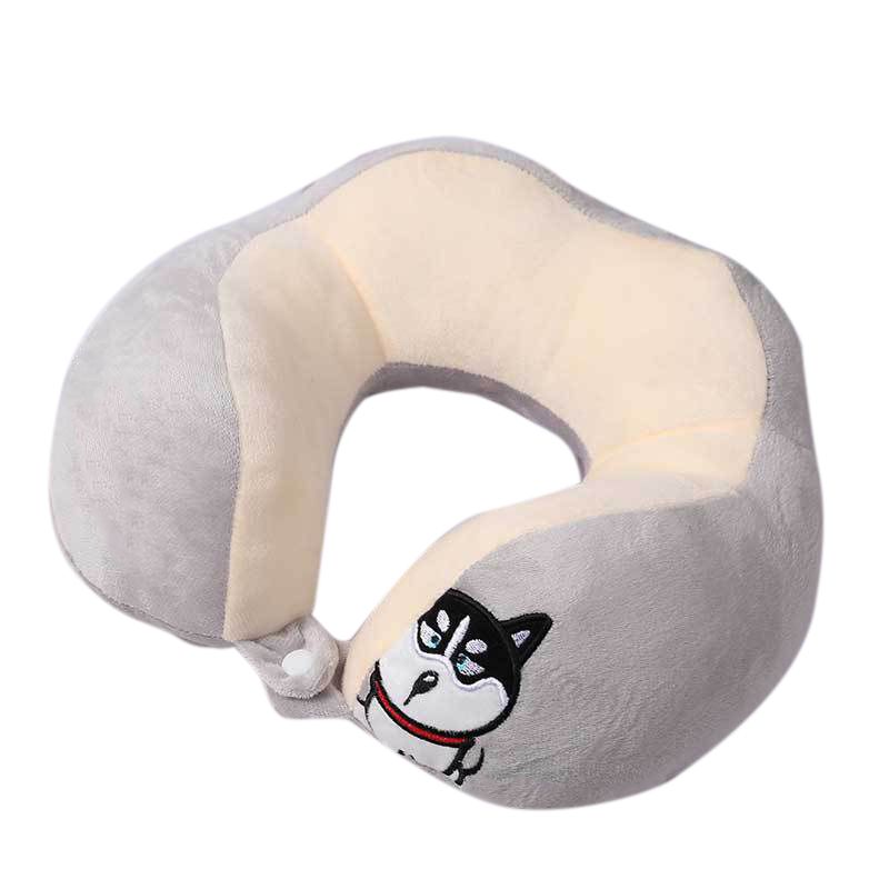 U Shaped Neck Pillow Portable Cute Head Pillow for Office Nap Travel Car Sleeping Double Embroidery Dog - Image 1