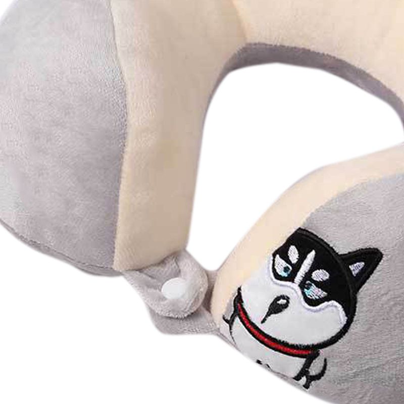 U Shaped Neck Pillow Portable Cute Head Pillow for Office Nap Travel Car Sleeping Double Embroidery Dog - Image 3