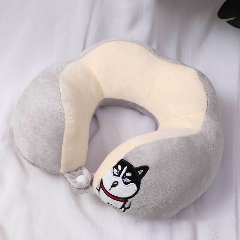 U Shaped Neck Pillow Portable Cute Head Pillow for Office Nap Travel Car Sleeping Double Embroidery Dog - Image 5