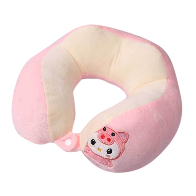 U Shaped Neck Pillow Portable Cute Head Pillow for Office Nap Travel Car Sleeping Double Embroidery Pig - Image 1