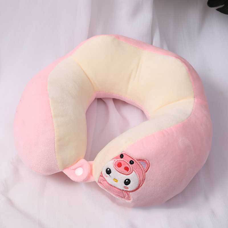 U Shaped Neck Pillow Portable Cute Head Pillow for Office Nap Travel Car Sleeping Double Embroidery Pig - Image 5