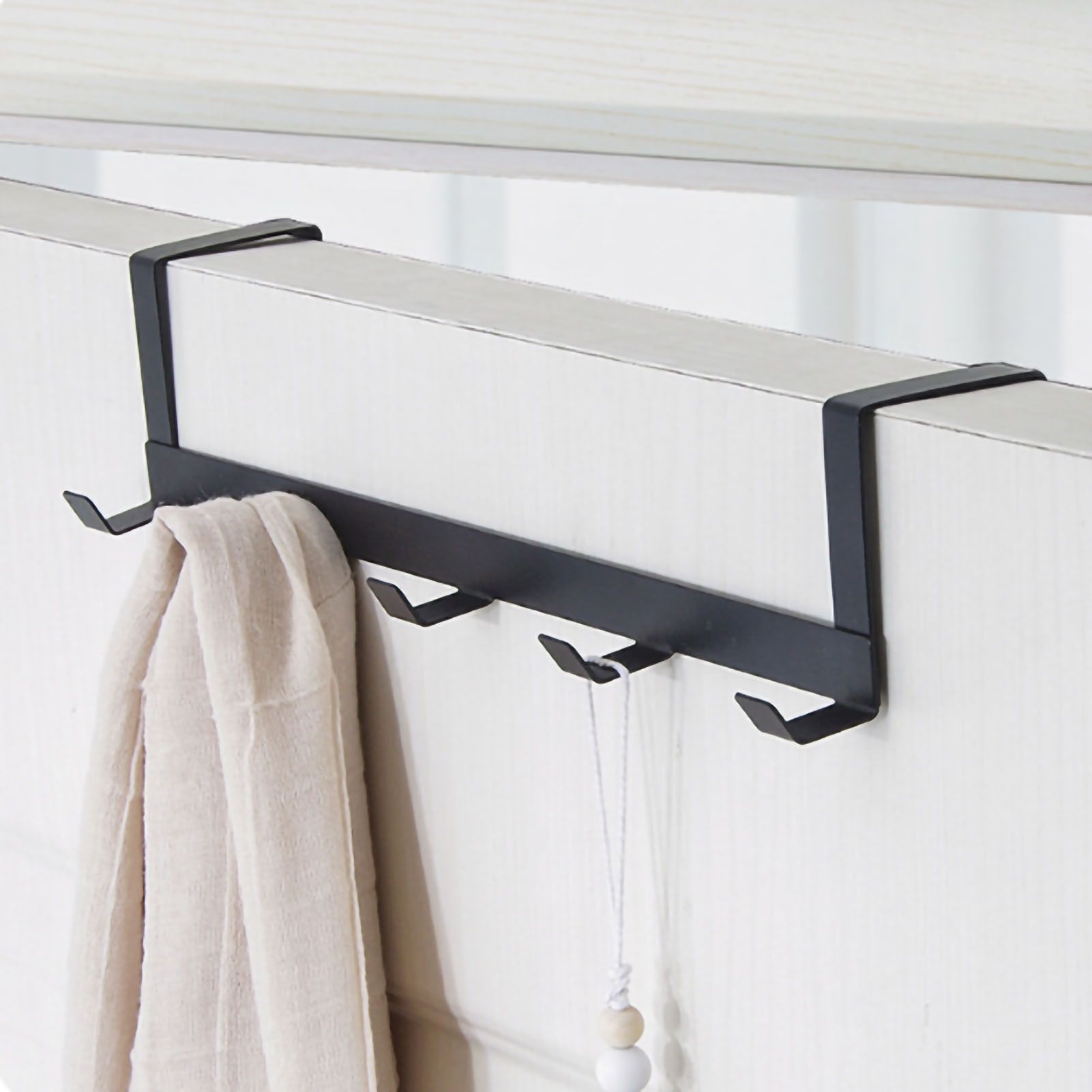 Door Hook Hanger Coat Rack Drill Free for Hanging Clothes Hat Bag Towel Bathroom Entryway Black - Image 2